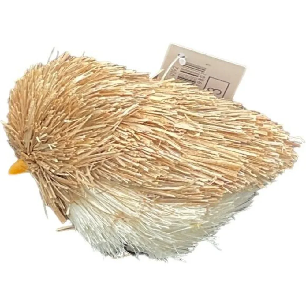 Target Bullseye Easter Natural Straw Bird Chick Decor Gold & White